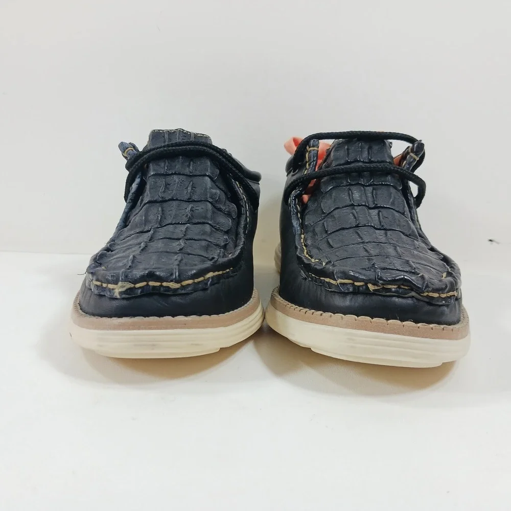 Vaccari Mens Navy Blue Goat Leather Exotic Moc Toe Driving Loafers Size‎ 11